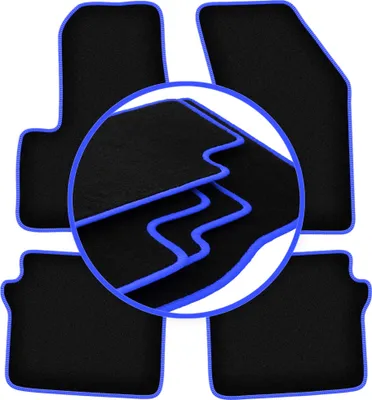 Obrázok produktu pre Autokoberce velúrové pre: Chrysler Sebring III (2007-2010)  čierne s modrým obšitím