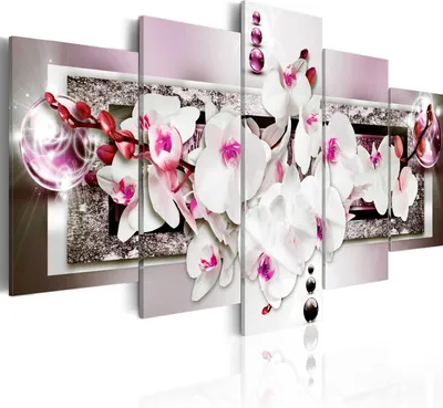 Produktbild von Modernes Wandbild b-A-0085-b-p (100x50) - 5 Teilig Bilder Fotografie auf Vlies Leinwand Foto Bild Dekoration Wand Bilder Kunstdruck ABSTRAKT BLUMEN ORCHIDEE