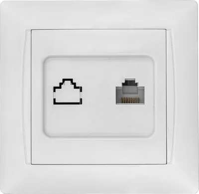 Produktbild von Computer Steckdose LAN RJ45 mit Rahmen Unterputz Schuko Serie KISS ME weiß