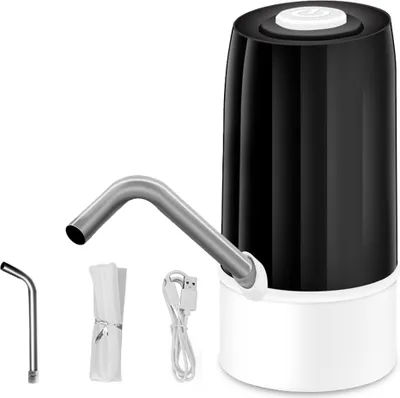 Produktbild von Automatische elektrische Wasserpumpe, Gallonen-Wasserspender, intelligenter wiederaufladbarer grosser Eimer, geraeuschlose Wasserflaschenpumpe mit Schalter und USB-Kabel fuer Zuhause, Buero, Outdoor, Schwarz