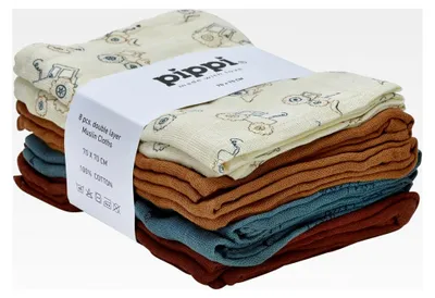 Produktbild von Pippi Babybekleidung Stoffwindeln Mulltücher Musselin 8er Pack 70x70 cm