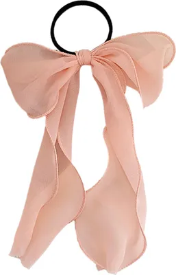 Produktbild von Haargummi mit langer Schleife Transparent Rosa
