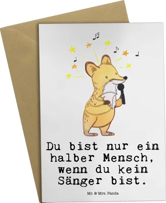 Produktbild von Mr. & Mrs. Panda Grußkarte Sänger Herz - Weiß - Geschenk, babykarte, dankeskarten, Grußkarten, weihnachtskarten, einladungskarten
