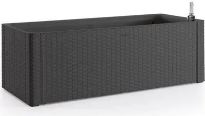 Immagine prodotto di Fioriera rettangolare Stefanplast Natural Delux, 100x43x33 cm, 90+6,5 l, antracite, con riserva d'acqua