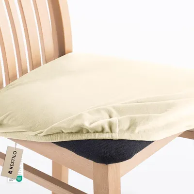 Produktbild von Stuhlhussen Stretch 40x40+5 cm schützender Stuhlbezug Universal Stuhlüberzug Hussen 1 Stück Creme