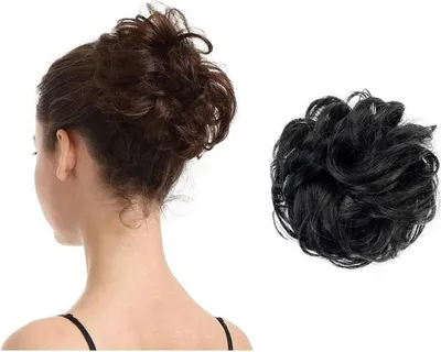 Image de Chignon désordonné de cheveux humains Noir 100% extensions de cheveux humains Chignons