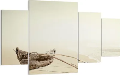 Produktbild von Bild auf Leinwand - Leinwandbild - 4 Teile - £ódŸ Wrack Meer - 160x90cm - Wand Bild - Wanddeko - Wandbilder - Leinwanddruck - Bilder - Wanddekoration - Leinwand bilder - Wandbild - DL160x90-5123