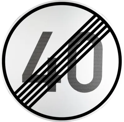 Produktbild von ORIGINAL Verkehrszeichen 278-40 * Ende der zulässigen Höchstgeschwindigkeit 40 km/h * 600 mmØ nach StVO und RAL-Gütebedingungen Verkehrsschild Schild Strassenschild Verbotsschild Straßenzeichen