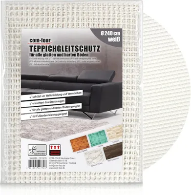 Produktbild von Rutschmatte für Teppiche, Ø 240 cm, zuschneidbare Unterlage, Rutschfeste Matte Weiß