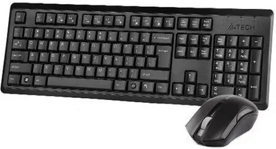 Obrázok produktu pre A4Tech 4200N, Kábel, USB, Membránový spínač kláves, QWERTY, Čierna, Obsahuje myš
