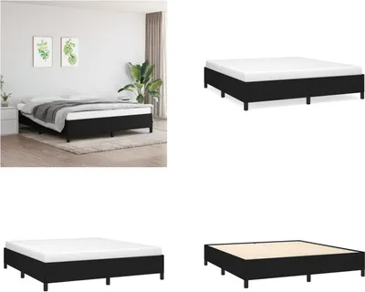 Image de vidaXL Cadre de lit noir 180×200 cm Tissu - Cadre de lit - Cadre de lit - Lit