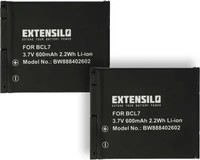 Produktbild von EXTENSILO 2x Akku Ersatz für Panasonic DMW-BCL7, DMW-BCL7E für Kamera (600 mAh, 3,7 V, Li-Ion)