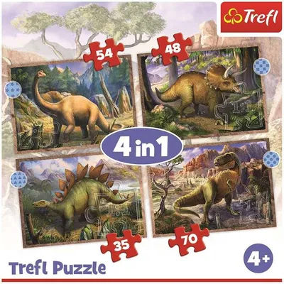 Produktbild von TREFL Puzzle Interessante Dinosaurier 4in1 (35,48,54,70 Teile)