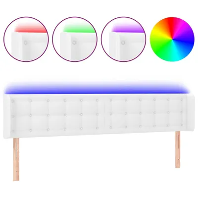 Obrázek produktu pro vidaXL LED čelo postele bílé 183x16x78/88 cm Imitace kůže