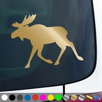 Produktbild von PantherPixel Elch Aufkleber Rentier Schweden Wohnmobil Camping Sticker Auto Geschenkidee Farbe Gold