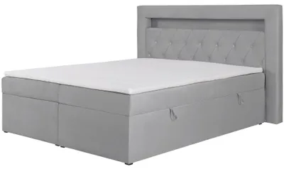 Produktbild von Homebook GOLDESS – Boxspringbett mit LED-Beleuchtung und Topper, Grau, 180x200 cm