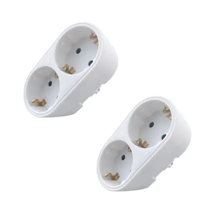 Image de AIORBER Lot de 2 adaptateurs de prise 2x, double fiche verticale pour prise de courant, adaptateur de prise 3500W, 9 × 5 × 8 cm, blanc