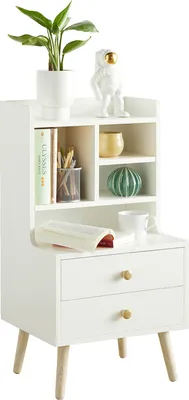 Produktbild von SoBuy FBT100-W Nachttisch mit 2 Schubladen Sofatisch Beistelltisch Telefontisch Nachtschrank BHT ca.: 43x81x36cm