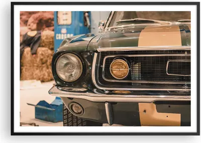 Produktbild von Gerahmtes Poster - Schwarzer Rahmen - Abdeckung Ford Mustang - 100x70 cm - Wand Bild - Wanddeko - Wandbilder - Kunstposter - Wandposter - Bilderrahmen - Bilder - Kunstdruck - P2BAA100x70-4480