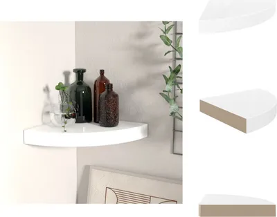 Produktbild von vidaXL Eck-Schweberegal Hochglanz-Weiß 25x25x3,8 cm MDF - Wandregale
