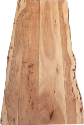 Produktbild von Tischplatte 140x60 cm Curt, Holzplatte Akazienholz massiv + naturfarben + lackiert, Baumkanten-Platte für Heimwerker, Arbeitsplatten, Tische & Fensterbretter