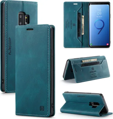 Image de Galaxy S9 Plus Case, RetroPolyuréthaneLeather Case, Stand and Protective Case for Samsung Galaxy S9 Plus blue
