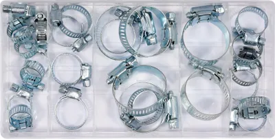 Immagine prodotto di Set di fascette stringitubo Ø16–40 mm, 26 pezzi, in ferro zincato