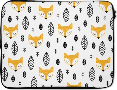 Produktbild von MuchoWow® Laptop Hülle 17 Zoll Laptoptasche Fuchs - Skandinavisch - Kinder - Muster - Zipper - Schutzabdeckung