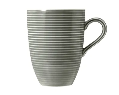 Immagine prodotto di Seltmann Weiden Beat Perlgrau Becher mit Henkel, mit Relief, Henkelbecher, Kaffeebecher, Tasse, Porzellan, Grau, 350 ml, 001.753844