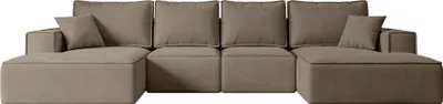 Produktbild von ALTDECOR Ecksofa mit Schlaffunktion und Bettkasten - Corner Sofa Eckcouch Couch U-Form universal, links/rechts angeordnet Schlafcouch Ausziehbar Wohnlandschaft SIERRA-U-S - 349x161x87 cm Braun