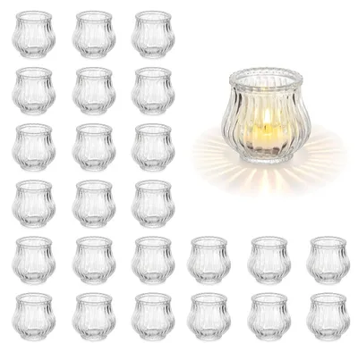 Image de Lot de 24 supports pour bougies chauffe-plat en verre