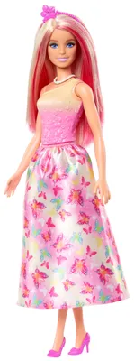 Produktbild von Barbie A Touch of Magic Royal-Puppe mit Haaren in Pink und Blond, Rock mit Schmetterlingsmuster und Zubehör, Modepuppe, Weiblich, 3 Jahr(e), Mädchen, 310 mm, 120 g