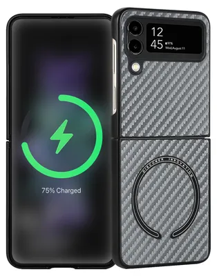Productafbeelding van Voor Samsung Galaxy Z Flip4 5G, magnetische telefoonhoes van koolstofvezel, nieuw