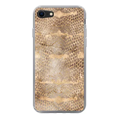 Produktbild von MuchoWow® Handyhülle Schutzhülle Hülle für iPhone 8 Schlangendruck - Gold - Braun Silikon Softcase Handy Hülle - Schutzhaube