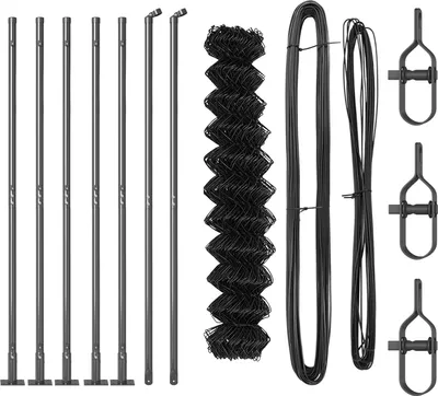 Produktbild von Möbel Kettenzaun mit 7 Flanschpfosten 1,2x10 m Verzinkter Stahl - Metallzäune 3351266