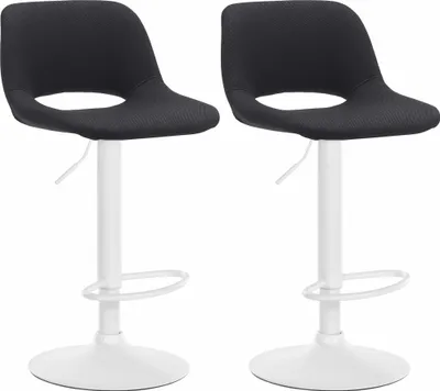 Produktbild von CLP 2er Set Barhocker Camden Stoff drehbar und höhenverstellbar schwarz Material Gestell Metall matt weiss