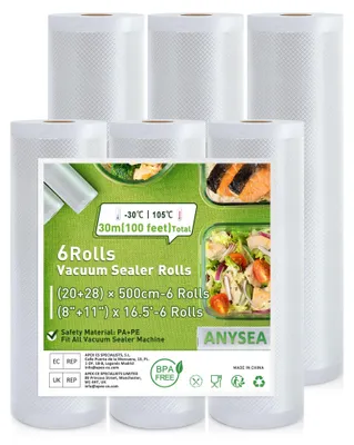 Productafbeelding van Anysea vacuümzakken, vacuümfolie, vacuümzakken voor voedsel: 6 rollen vacuümfolie
