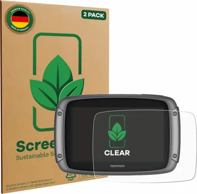 Produktbild von 2x ScreenLeaf Schutzfolie für TomTom Rider 500 nachhaltiger Displayschutz Display Schutz Folie Klar Transparent