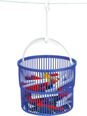 Produktbild von WENKO Kôš na kolíky na oblečenie s 30 kolíkmi plastový 9cm Ø19cm modrý