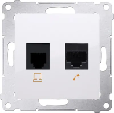 Immagine prodotto di Presa per computer RJ45 Cat.5e e presa telefonica RJ12 bianco lucido Simon 54 Premium D5T.01/11