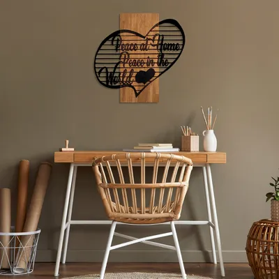 Produktbild von Wallity, Peace- SKL2416, Nussbaumfarbe,Schwarz, Sonstige Wohndekorationen, 59 x 58 cm, 50% Holz (Dicke: 3 cm) / 50% Metall