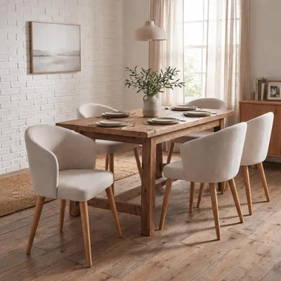 Produktbild von Weißer Esszimmerstuhl  Polsterstuhl für Esszimmer und Küche  Esszimmermöbel