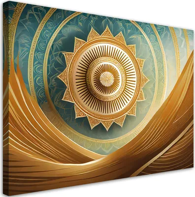 Produktbild von Leinwandbild Mandala Gold Orientalisch 100x70 Feeby Gold bild für die wand bereit zum aufhängen