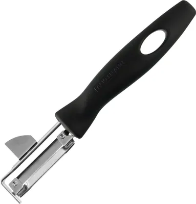 Produktbild von Fackelmann Universalschäler, Spargelschäler mit Klinge aus Edelstahl, Sparschäler für Obst und Gemüse (Farbe: Schwarz/Silber)