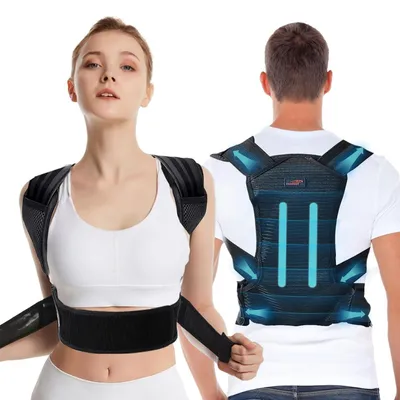 Produktbild von Haltungskorrektor Rücken Geradehalter für Damen & Herren doppelte Stützplatten, verstellbarer Haltungsgurt aus atmungsaktivem Neopren