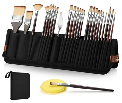 Image de Elzusha - Ensemble professionnel de pinceaux acryliques comprenant 26 pièces