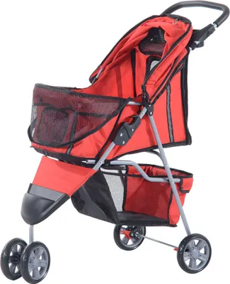 Zdjęcie produktu dla PawHut wózek spacerowy dla psa buggy psy koty wielokolorowy (czerwony)