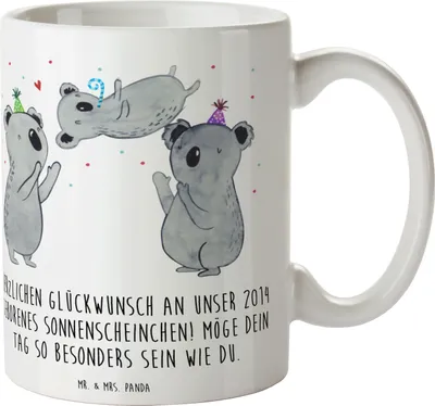 Produktbild von Mr. & Mrs. Panda Tasse 2014 Geburtstag Sonnenschein - Weiß - Geschenk, Geburtsjahr, Glückwunsch, Kaffeetasse, besonderer Tag, Kaffeebecher, Alter, Happy Birthday, Becher