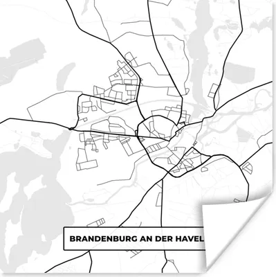 Produktbild von MuchoWow® Poster Brandenburg an der Havel - Karte - Stadtplan 75x75 cm - Wand Dekoration