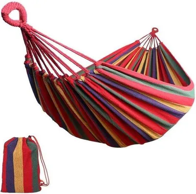 Obrázek produktu pro Venkovní houpací síť z umělé kůže pro 1–2 osoby – 260 x 100 cm – červená